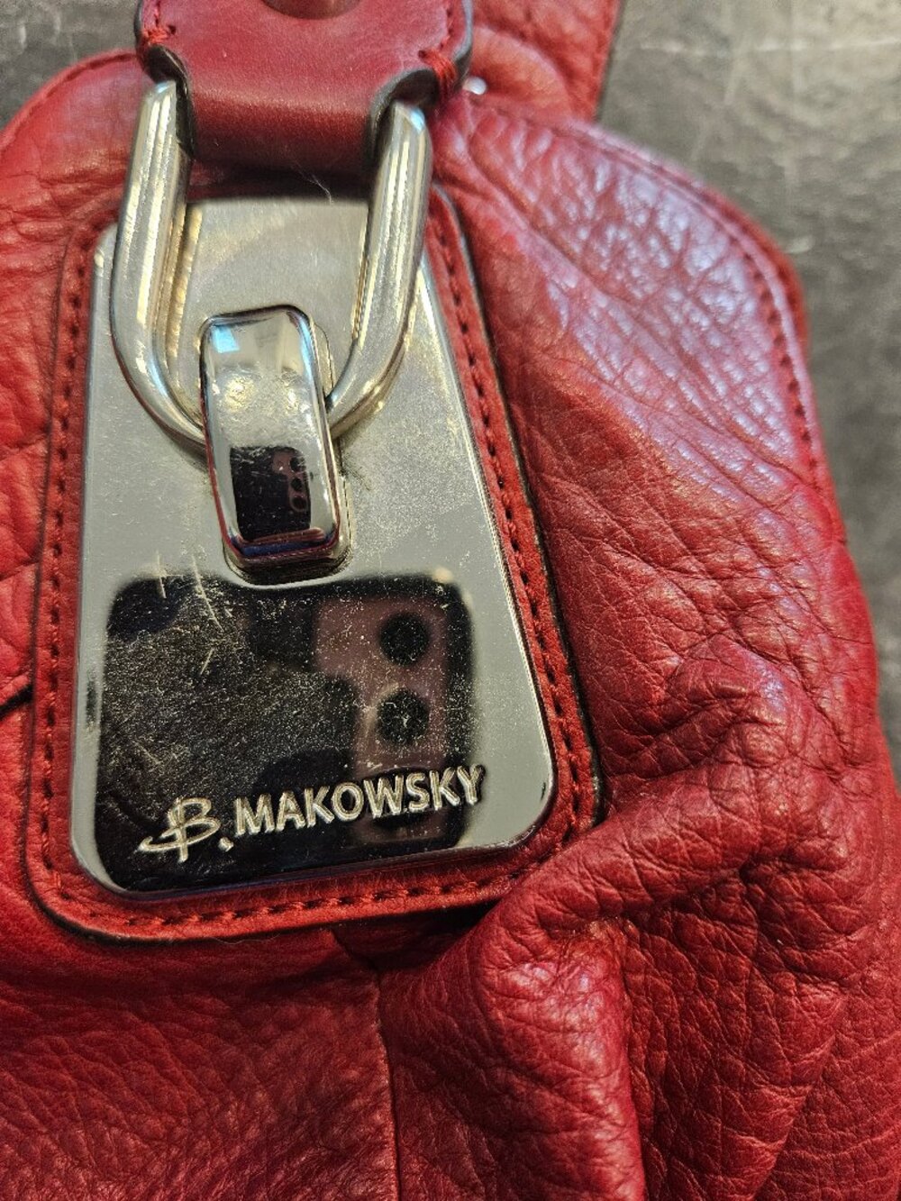 b Makowsky Deep Red Wine Leather Bag